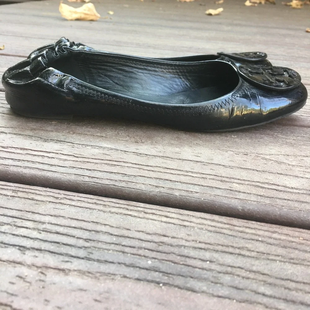 Tory Burch Black Patent Leather Reva Ballet Flats